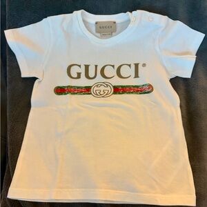 Gucci White Tee with Green and Red Stripe